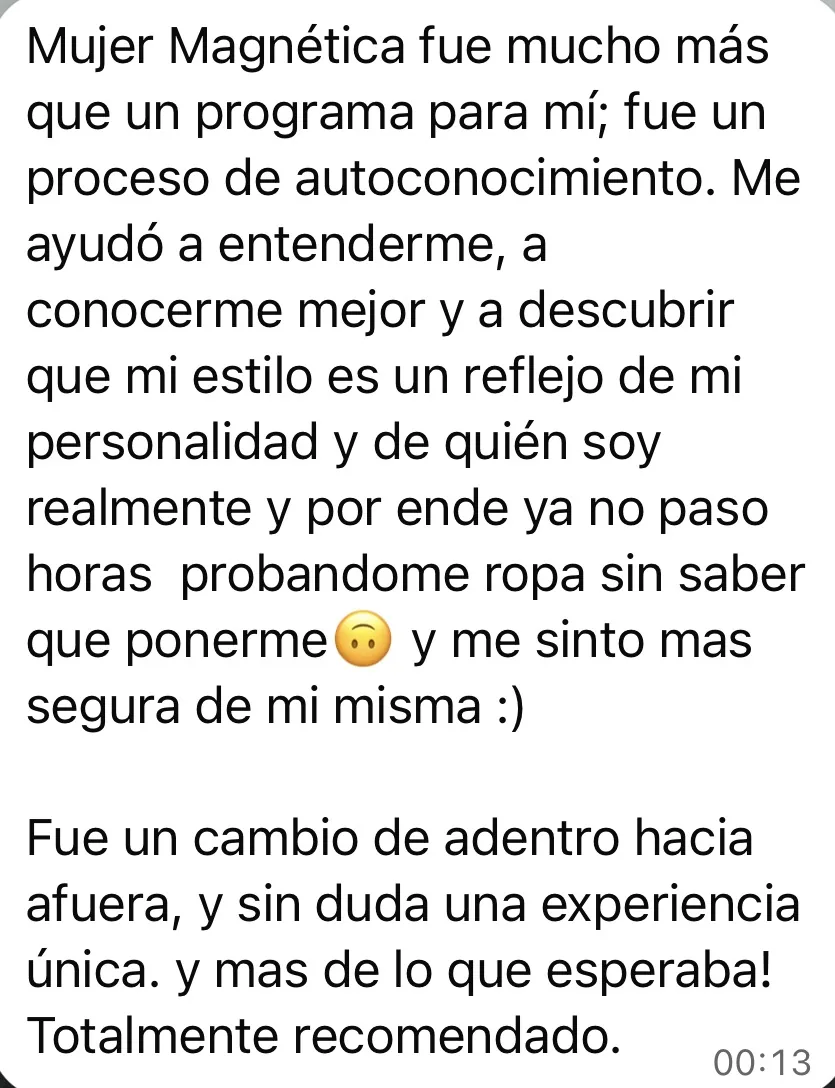 Mensaje de una participante de la masterclass