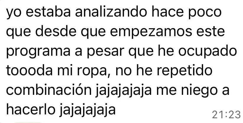 Mensaje de una participante de la masterclass